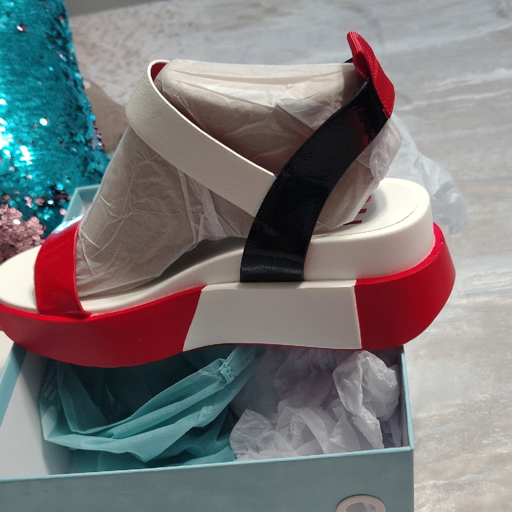 Red and Black Platform Shoes with Chunky Sole